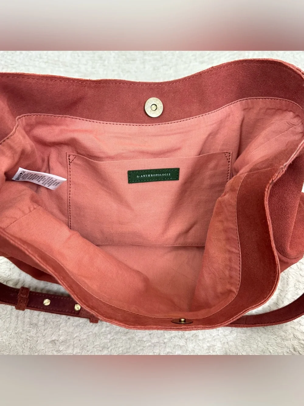Anthropologie Nadia Suede Beaded Tassel Hobo Crossbody Bag Rust Orange